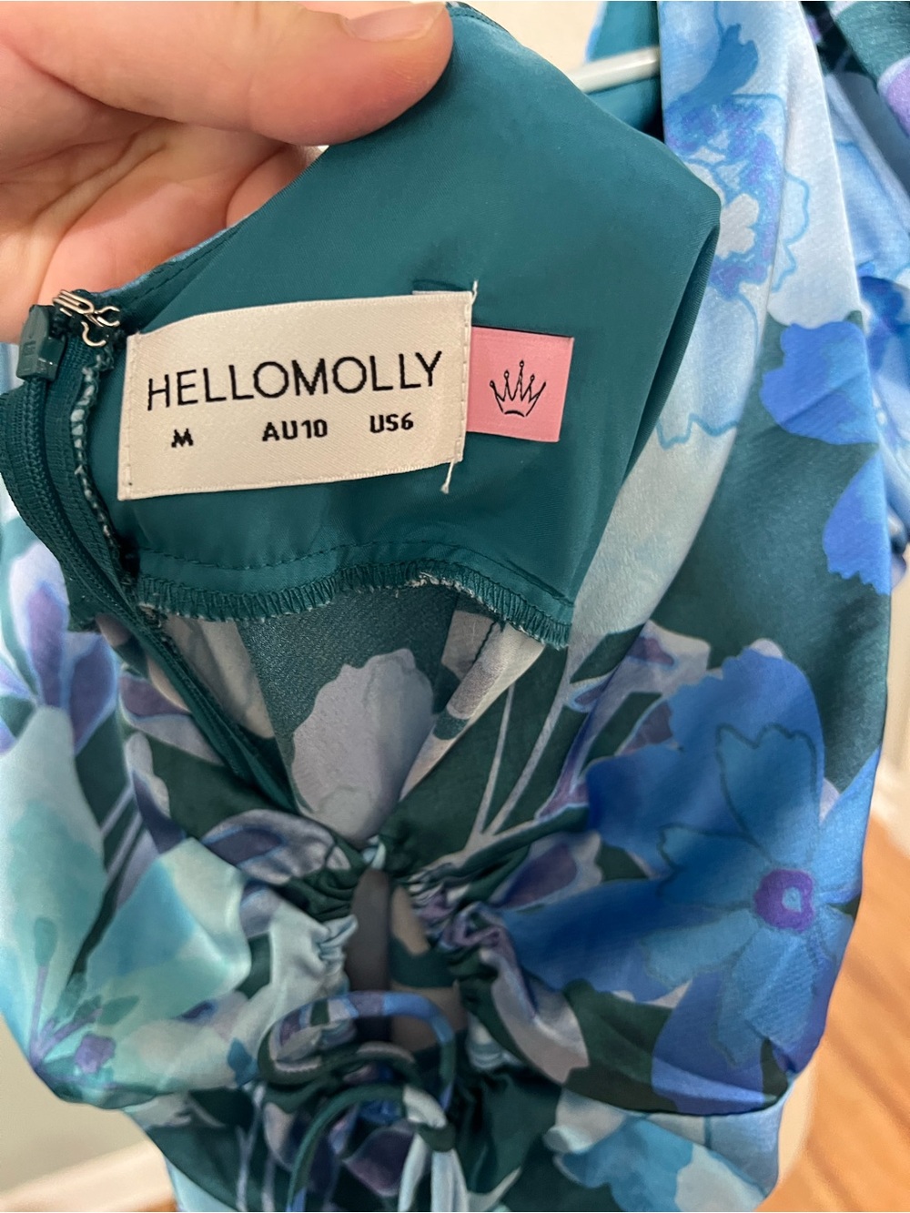 Hello Molly Teal Blue Floral Tie-Front Midi Dress - Picture 6 of 7
